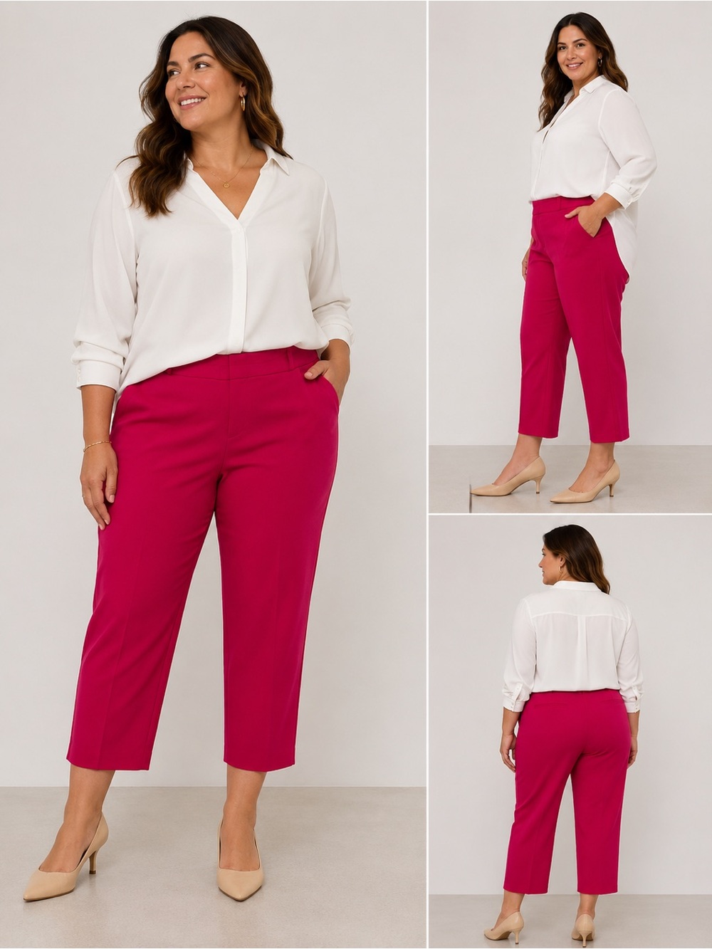 A New Day Fuchsia Slim Cropped Pants